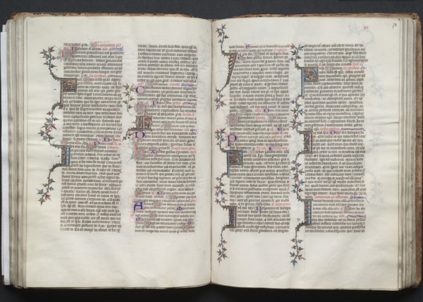 The Gotha Missal:  Fol. 74r, Text, c. 1375. And workshop Master of the Boqueteaux (French). Ink,