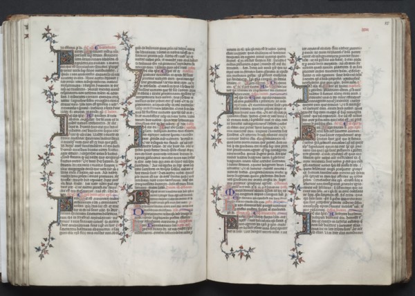 The Gotha Missal:  Fol. 84v, Text, c. 1375. And workshop Master of the Boqueteaux (French). Ink,