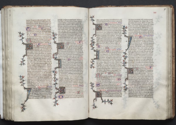 The Gotha Missal:  Fol. 90v, Text, c. 1375. And workshop Master of the Boqueteaux (French). Ink,