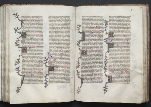 The Gotha Missal:  Fol. 91v, Text, c. 1375. And workshop Master of the Boqueteaux (French). Ink,