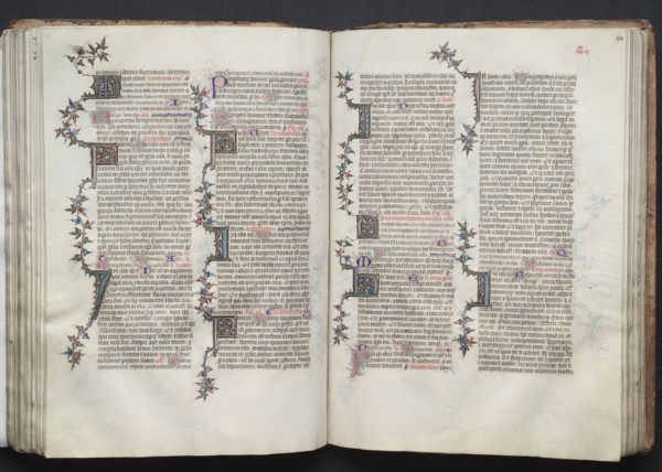 The Gotha Missal:  Fol. 93v, Text, c. 1375. And workshop Master of the Boqueteaux (French). Ink,