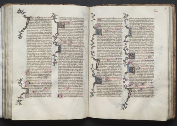 The Gotha Missal:  Fol. 95v, Text, c. 1375. And workshop Master of the Boqueteaux (French). Ink,