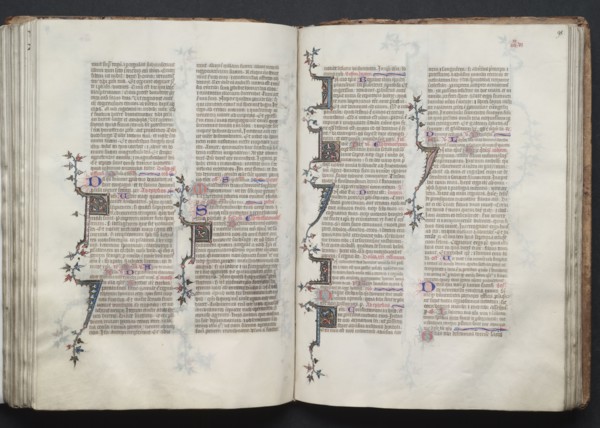 The Gotha Missal:  Fol. 98r, Text, c. 1375. And workshop Master of the Boqueteaux (French). Ink,