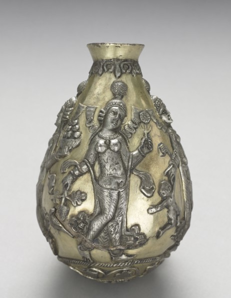 Anahita Vessel, 300-500. Sasanian, Iran, 4th-5th Century. Silver, cast, raised, repoussé, chased,