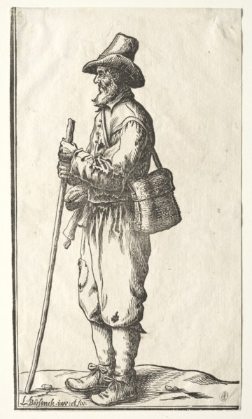 Beggar in Profile Toward Left. Ludolph Büsinck (German, 1590-1669). Woodcut