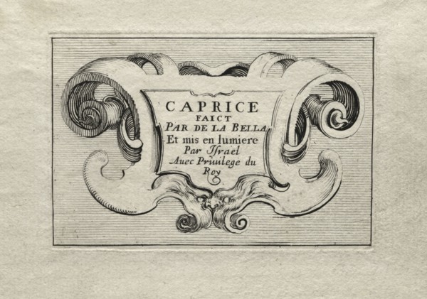 Caprices:  Title Page. Stefano Della Bella (Italian, 1610-1664). Etching