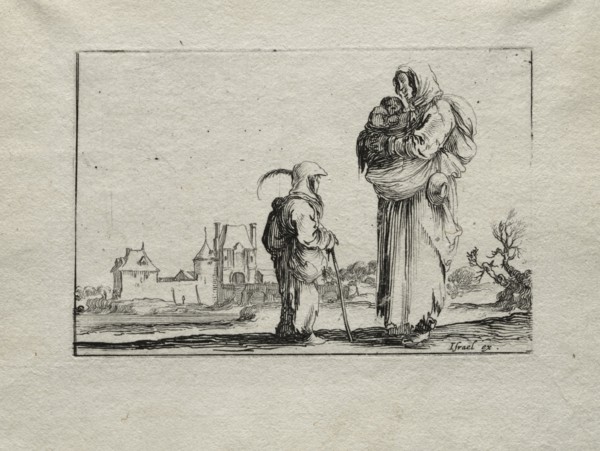 Caprices:  Beggar Woman with a Baby and a Little Girl. Stefano Della Bella (Italian, 1610-1664).