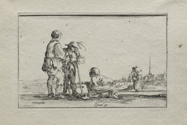 Caprices:  Two Standing Beggars and a Cripple. Stefano Della Bella (Italian, 1610-1664). Etching