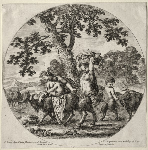 A Satyr Family Traveling. Stefano Della Bella (Italian, 1610-1664). Etching