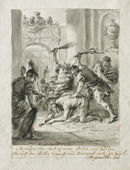 The Flagellation, 1788. Martin Johann Schmidt (Austrian, 1718-1801). Brush and gray ink and gray