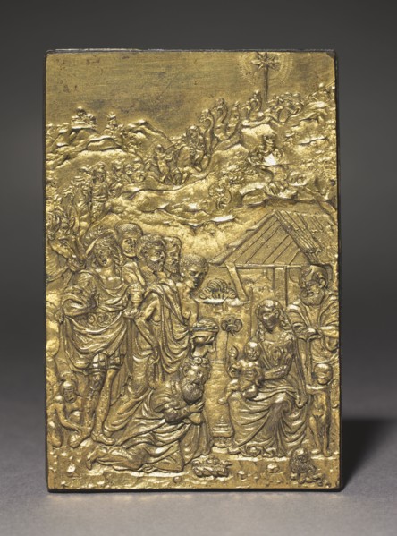 Pax with the Adoration of the Magi, c. 1500. Moderno (Italian, 1467-1528). Gilt bronze; overall: 9