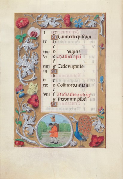 Hours of Queen Isabella the Catholic, Queen of Spain:  Fol. 10v, September, c. 1500. And associates