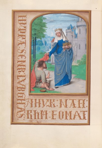 Hours of Queen Isabella the Catholic, Queen of Spain:  Fol. 197v, St. Elizabeth of Hungary Clothing