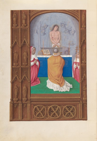 Hours of Queen Isabella the Catholic, Queen of Spain:  Fol. 264v, Mass of St. Gregory, c. 1500. And