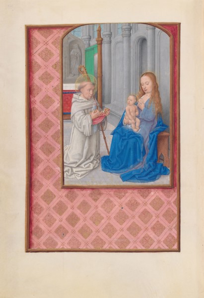 Hours of Queen Isabella the Catholic, Queen of Spain:  Fol. 267v, Vision of St. Bernard, c. 1500.