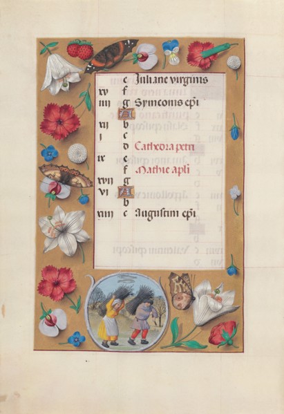 Hours of Queen Isabella the Catholic, Queen of Spain:  Fol. 3v, February, c. 1495-1500. And