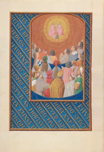 Hours of Queen Isabella the Catholic, Queen of Spain:  Fol. 37v, Court of Heaven, c. 1500. And