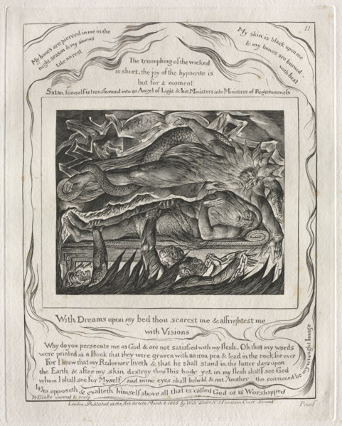 The Book of Job:  Pl. 11, With Dreams upon my bed thou scarest me and affrightest me / with