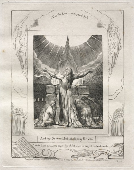 The Book of Job:  Pl. 18, And my Servant Job shall pray for you, 1825. William Blake (British,