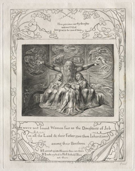 The Book of Job:  Pl. 20, There were not found Women fair as the Daughters of Job / in all the