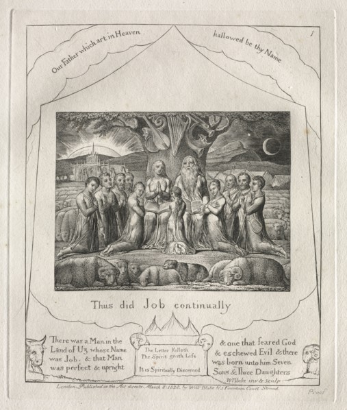 The Book of Job:  Pl. 1, Thus did Job continually, 1825. William Blake (British, 1757-1827).