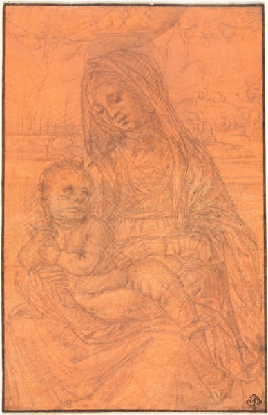 The Virgin and Child, c. 1510. Lorenzo di Credi (Italian, 1459-1537). Metalpoint, (losses on left
