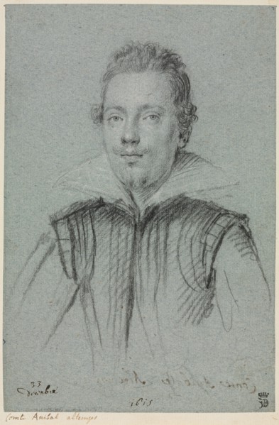 Comte Anibal Altemps, 1615. Ottavio Mario Leoni (Italian, 1578-1630). Black chalk, heightened with