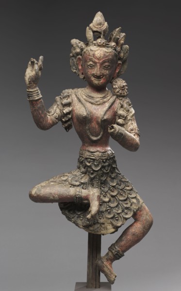 Goddess Vajravarahi, 1400s. Nepal, 15th century. Unbaked clay and pigment; overall: 63.5 cm (25 in