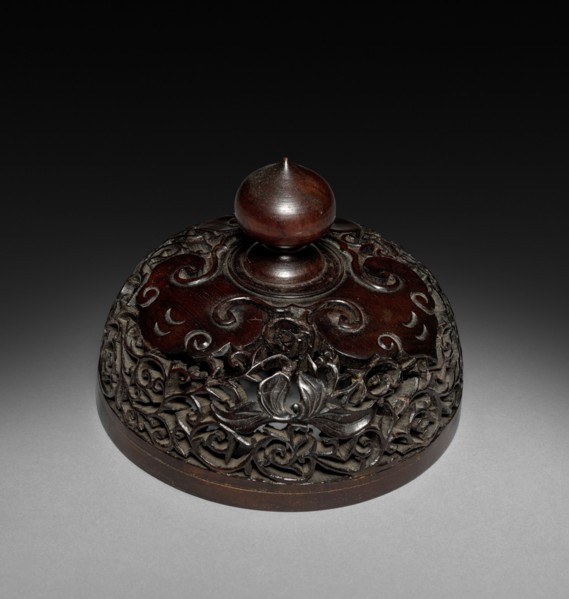 Vase (lid), 1622-1722. China, Qing dynasty (1644-1911), Kangxi reign (1661-1722). Carved wood; lid: