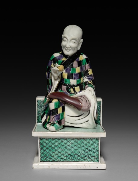 Lohan Holding a Peach, 1662-1722. China, Jiangxi province, Jingdezhen kilns, Qing dynasty