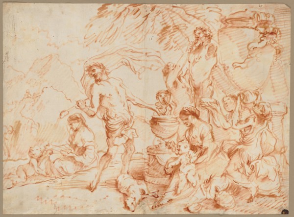 Bacchanal Before a Herm, early 1660s. Giovanni Benedetto Castiglione (Italian, 1609-1664). Oil and