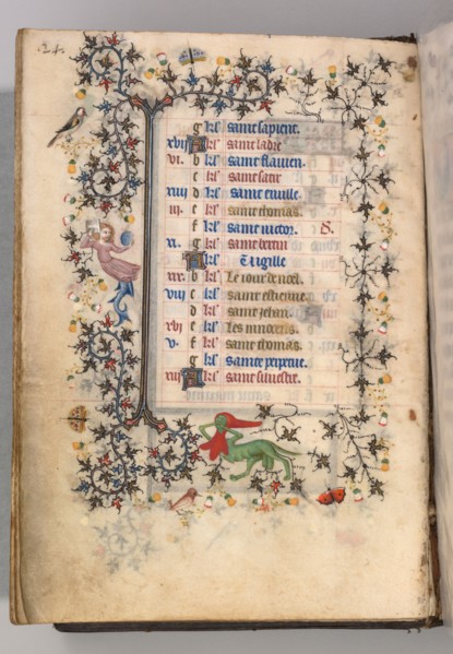 Hours of Charles the Noble, King of Navarre (1361-1425): fol. 12v, December, c. 1405. Master of the