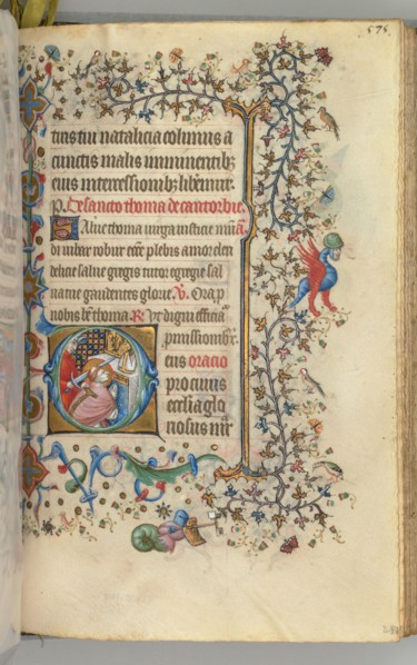 Hours of Charles the Noble, King of Navarre (1361-1425), fol. 282r, St. Thomas à Becket, c. 1405.