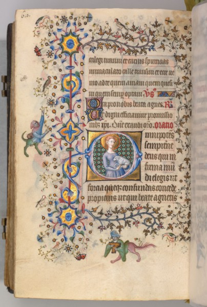 Hours of Charles the Noble, King of Navarre (1361-1425), fol. 299v, St. Agnes, c. 1405. Master of