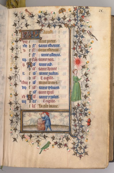Hours of Charles the Noble, King of Navarre (1361-1425): fol. 8r, August, c. 1405. Master of the