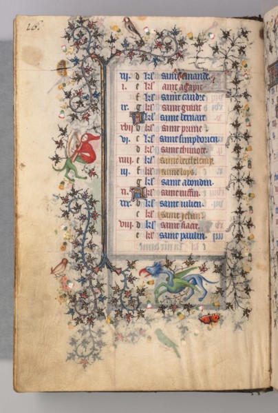 Hours of Charles the Noble, King of Navarre (1361-1425): fol. 8v, August, c. 1405. Master of the