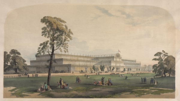 The Crystal Palace, c. 1850. Possibly by Joseph Nash (British, 1808-1878). Lithograph, hand colored
