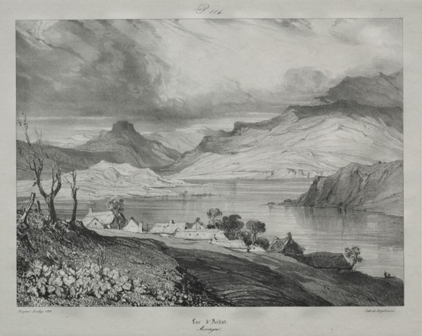 Auvergne:  Lac d'Aidat, Auvergne, 1831. Eugène Isabey (French, 1803-1886). Lithograph