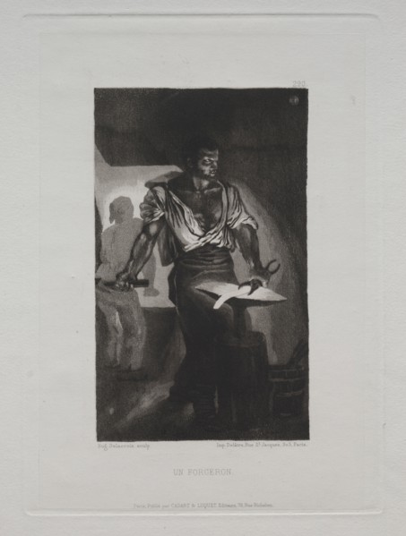 The Blacksmith, 1833. Eugène Delacroix (French, 1798-1863). Aquatint, drypoint and roulette