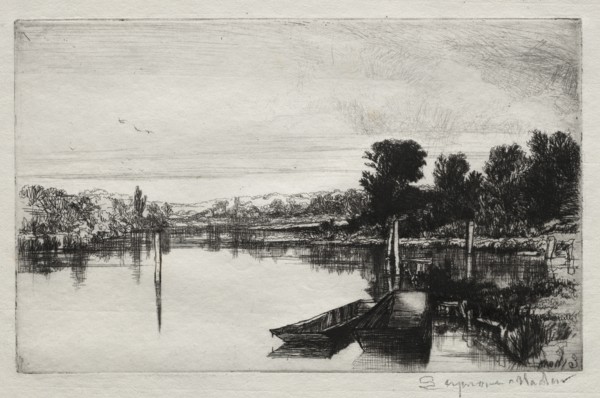 Egham, 1859. Francis Seymour Haden (British, 1818-1910). Etching and drypoint