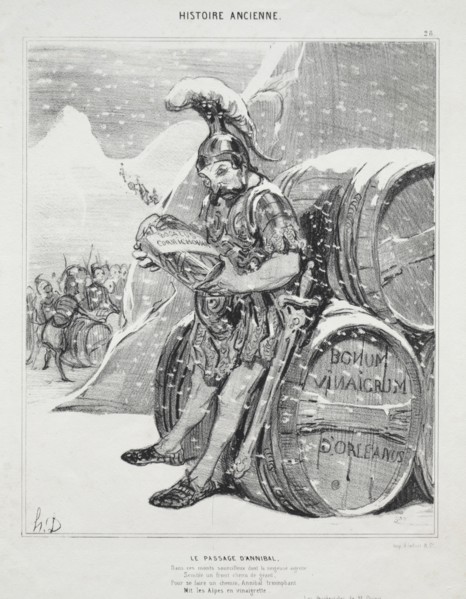 published in le Charivari (no 6 octobre 1842): Ancient History, plate 28: The Passage of Hannibal,
