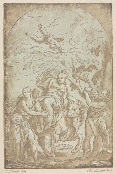 The Rape of Europa, 1725-42. Nicolas LeSueur (French, 1691-1764). Chiaroscuro woodcut