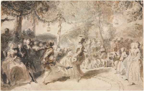 Costumed Dancers Performing in a Garden Tavern, 1756. Augustin de Saint-Aubin (French, 1736-1807).