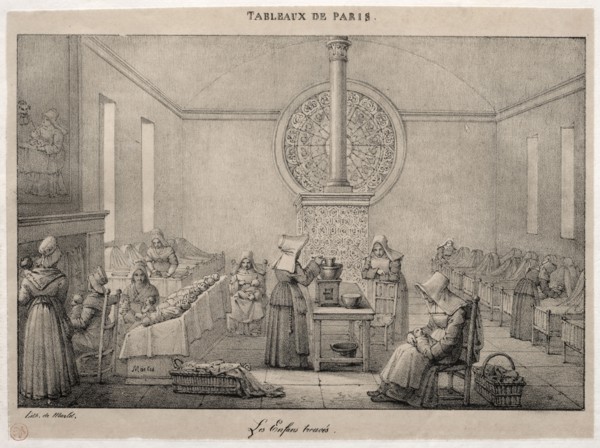 Scenes of Paris:  The Foundling Hospital. Jean Henri Marlet (French, 1770-1847). Lithograph