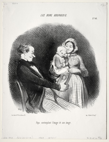published in le Charivari (14 April 1847): The Good Bourgeois, plate 40: Papa contemplates a