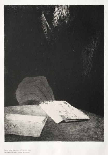 La Maison hantée:  To All Appearances, It Was a Hand of Flesh and Blood Like Mine, 1896. Odilon
