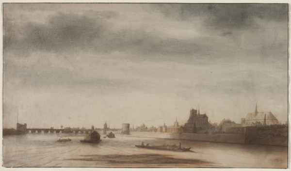 View of Orléans from the Loire, c. 1670. Lambert Doomer (Dutch, 1623-1700). Pen and brown ink and