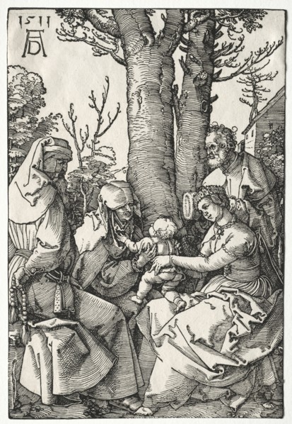 The Holy Family with Joachim and Anna, 1511. Albrecht Dürer (German, 1471-1528). Woodcut