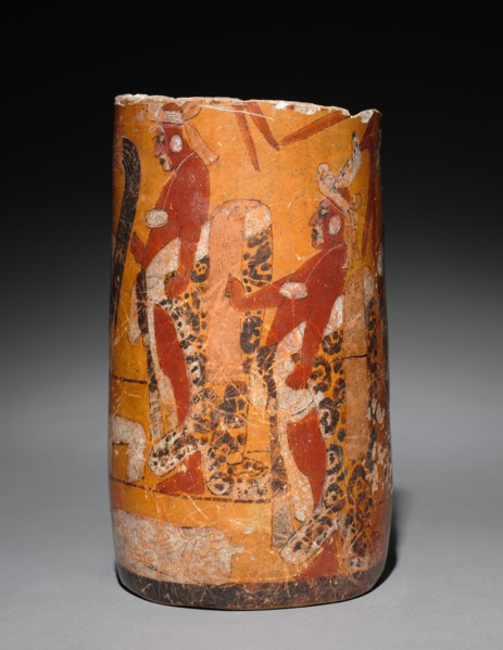 Cylindrical Vessel with Palace Scene, 600-900. Mexico or Central America, Maya stye (250-900).