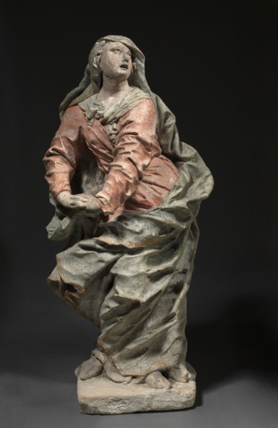 Mourning Mary, c. 1710-1740. Austria, Vienna, 18th century. Stone with traces of original color;